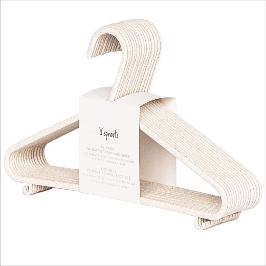 3 Sprouts cintres en paille de blé, crème, 15 pcs