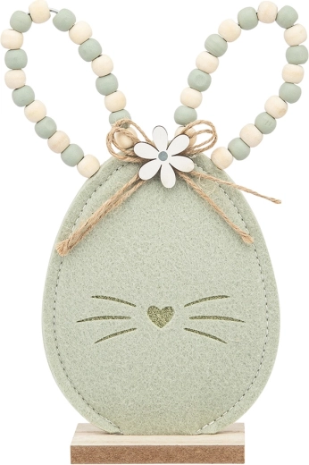 Figurine de lièvre en feutrine avec perles vertes 22 cm