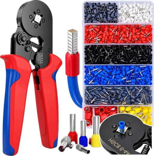 Crimping pliers set for ferrules and connectors with organizer (1800 pcs)