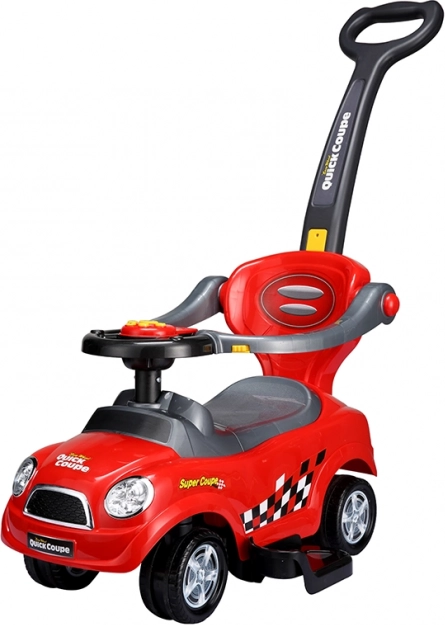 Porteur 3-en-1 pour enfants avec barre de guidage et sons – rouge