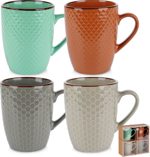 Keramikbecher 400 ml, Set mit 4 Stück in Geschenkverpackung