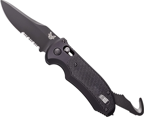 Benchmade auto triage automatisch tactisch mes 9 cm, volledig zwart, aluminium