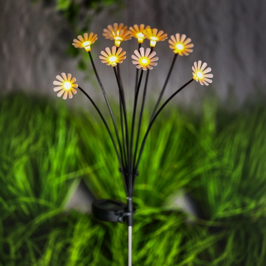 Zonne-energie grondspot in de vorm van een kamillebloem met 10 warmwitte leds