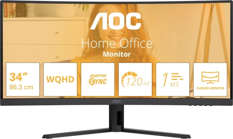 AOC 34" gebogen ultrawide monitor WQHD 120 Hz