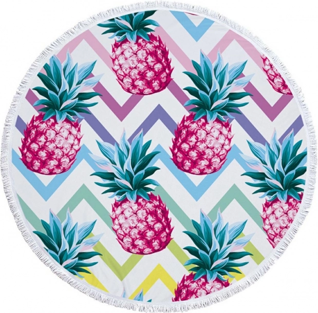 Grote ronde strandhanddoek 150 cm – ananasmotief