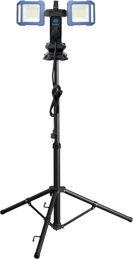 Solight dualer tragbarer LED-Strahler mit Teleskopständer, Steckdose und USB, 2 × 30 W