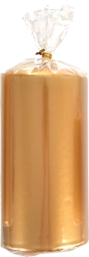 Gold metallic pillar candle 7 × 14 cm