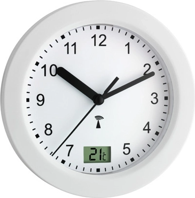 TFA radio-controlled analog wall clock for the bathroom, white - 1 piece