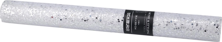 Filet décoratif avec sequins argentés 38,5 × 200 cm