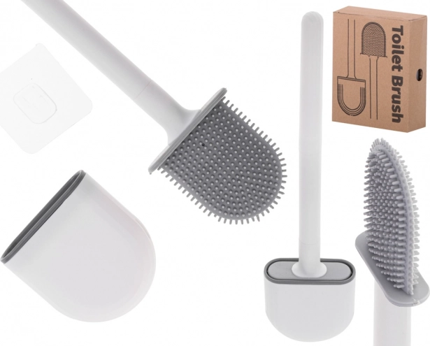 Brosse WC en silicone avec support – blanche