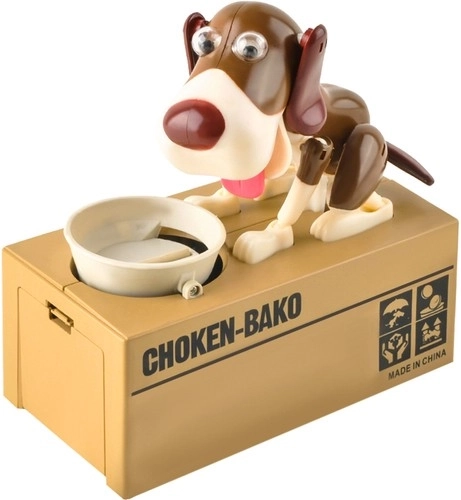Interactieve spaarpot hond die munten eet CHOKEN-BAKO, bruin
