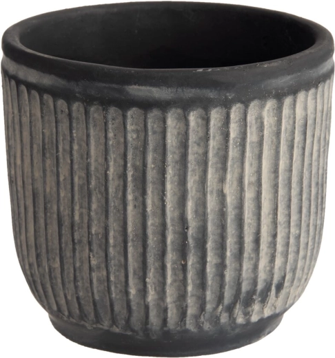 Blumentopf RELIEF aus Zement, schwarz, 14 × 14 × 13 cm