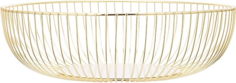 Ronde metalen fruitschaal in goudkleur 28 × 9 cm