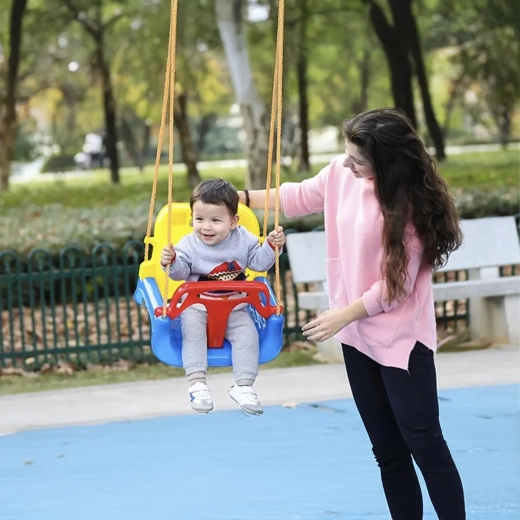 3-in-1-Kinderschaukel mit hoher Rückenlehne und Sicherheitsbügel
