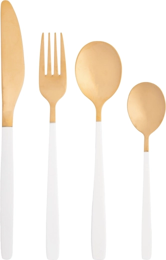 Noble gold white Besteckset 24-tlg. im Geschenk-Samtbox