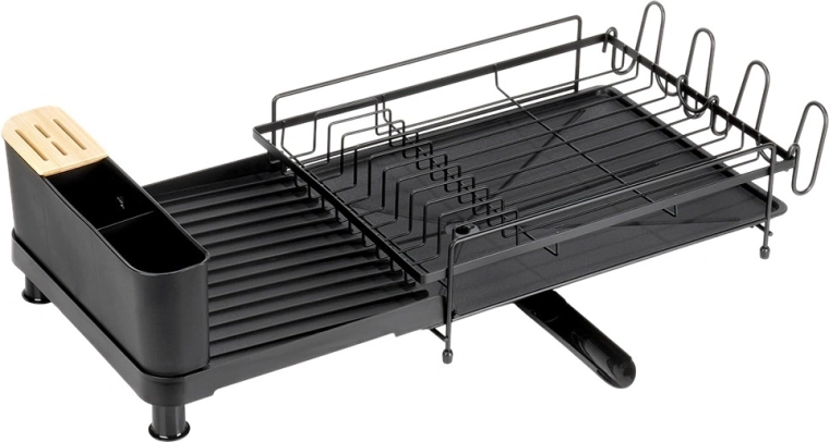 Bestekhouder met drie vakken en bamboe messenblok