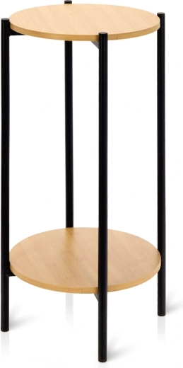 Table d’appoint ronde en métal avec deux plateaux 31 × 31 × 61 cm - 1 pièce