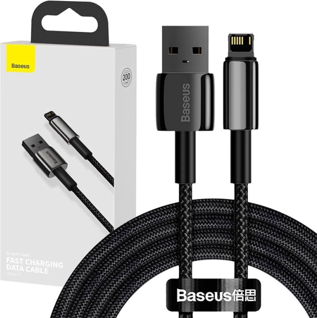 Baseus Tungsten Gold USB–Lightning-Kabel 2,4 A 2 m – schwarz