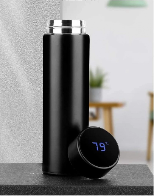 Slimme thermosbeker met LED-display 500 ml zwart