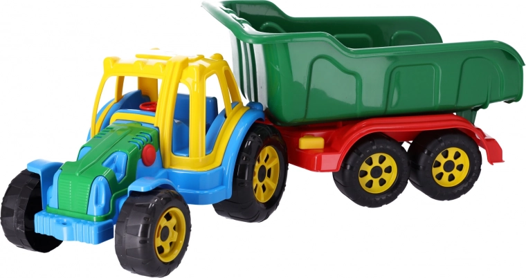 Tracteur en plastique avec remorque basculante pour enfants