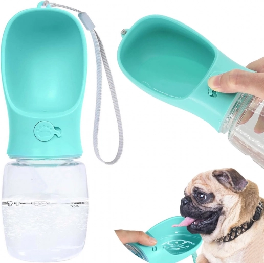 Reisewasserflasche für Hunde mit Napf, 380 ml