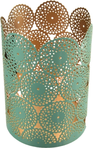 Mandala metal candle holder in a copper-blue finish 18 cm