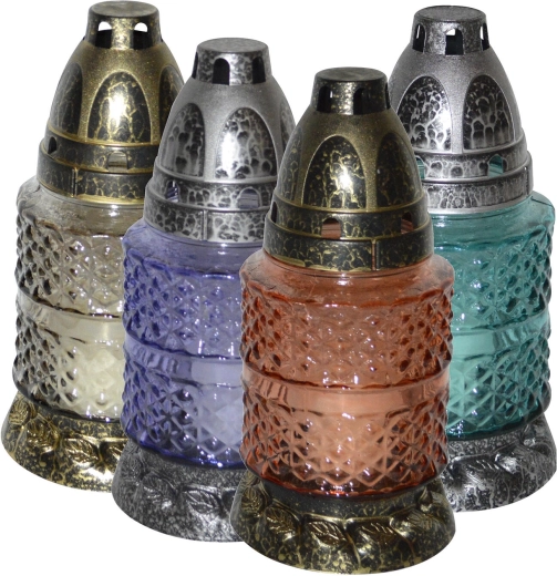 Glass grave lamp 17 cm – paraffin, assorted colors