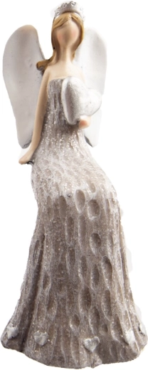 Ceramic angel white/grey 16 cm