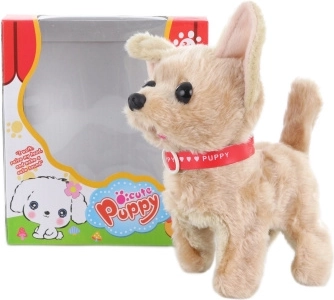Walking brown battery-powered puppy