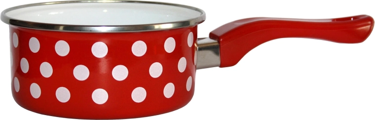 Geglazuurde steelpan met handgreep 16 cm, 1,5 l – rode stip