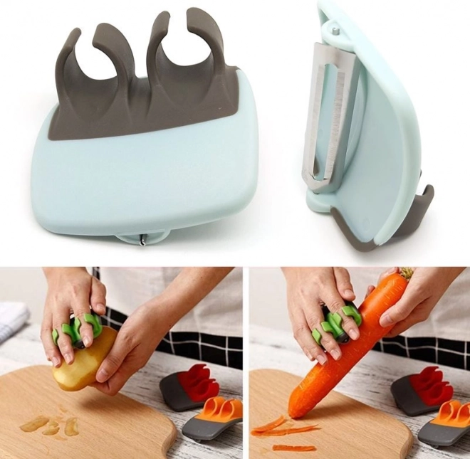 Groenteschiller en fruit met vingergrepen - zwart en blauw