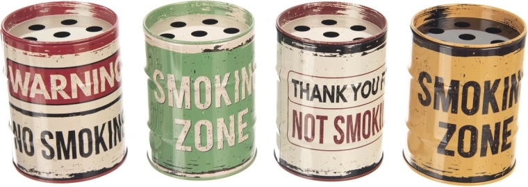 Metal ashtray Smoking 8 cm (assorted 4 designs)