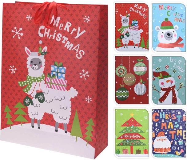 Sac cadeau MAXI de Noël 72 × 50 × 18 cm – assortiment de décors