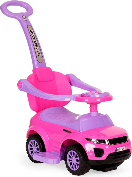 Loopfiets 3-in-1 met duwstang en veiligheidsfeatures, roze