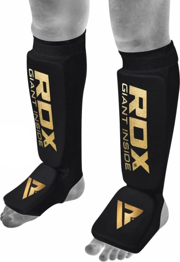 RDX scheen- en wreefbeschermer Hosiery Shin Instep Foam zwart-goud XXL