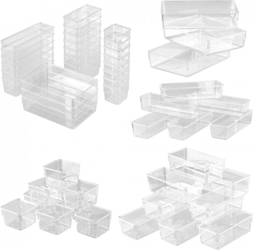 Set d’organisateurs en acrylique pour tiroirs, 4 tailles, 25 pièces