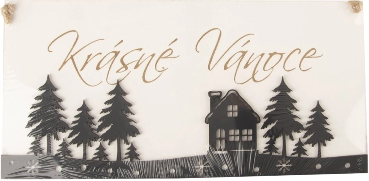 Wooden Christmas sign “Merry Christmas” with tree motif 40 × 20 cm