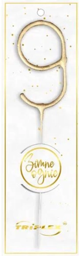 Wunderkerze Zahl 9, 16,5 cm, gold