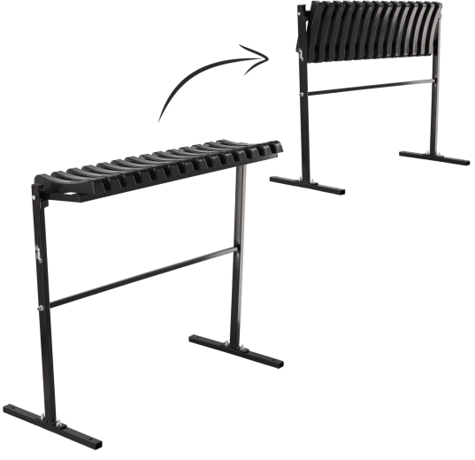 Folding cemetery bench 86 cm with mounting feet, black