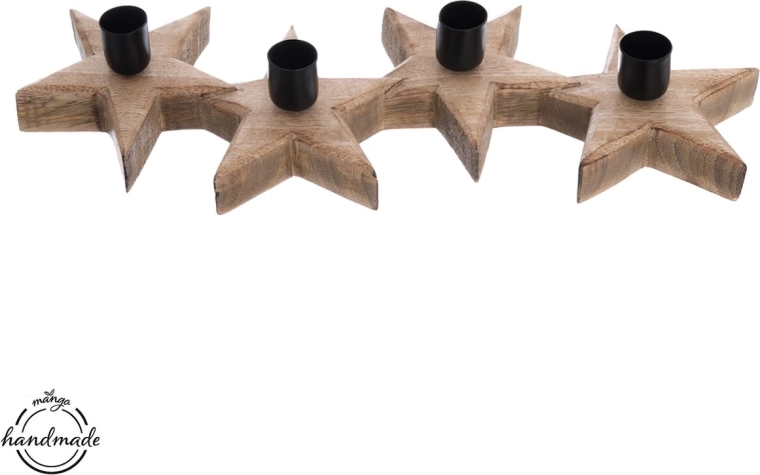 Candle holder wood/metal MANGO stars