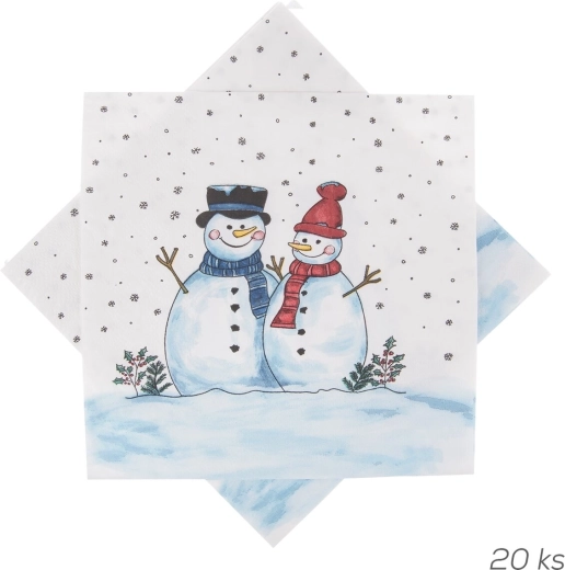 Paper napkins with snowman design 33 × 33 cm, 20 pcs