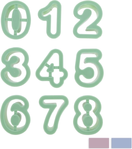 Cijferuitstekers – set 9 stuks, kunststof (UH), mix kleuren