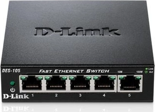 Netwerkswitch met 5 poorten 10/100 Mb/s in een metalen behuizing