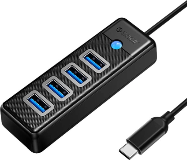 Orico USB‑C‑Hub mit 4× USB 3.0, 5 Gbps, 0,15 m, schwarz