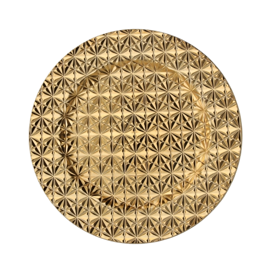 Round copper-colored charger plate with ribbing 33 cm - 1 piece