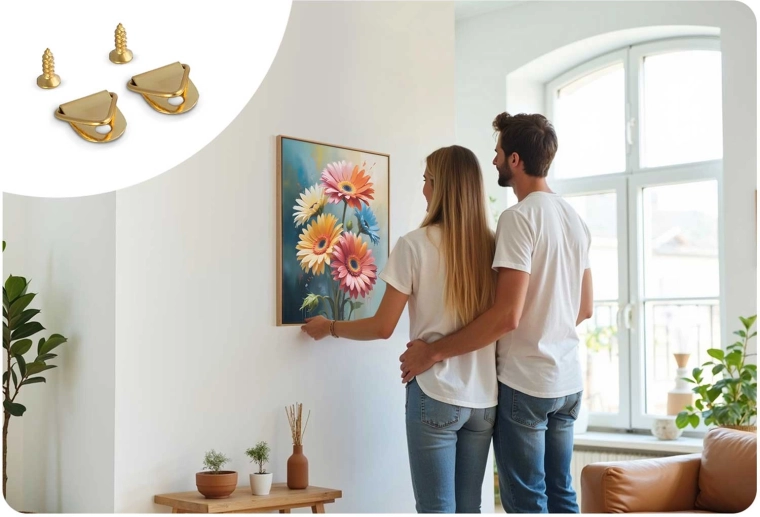 Hang it in moments—hook set included