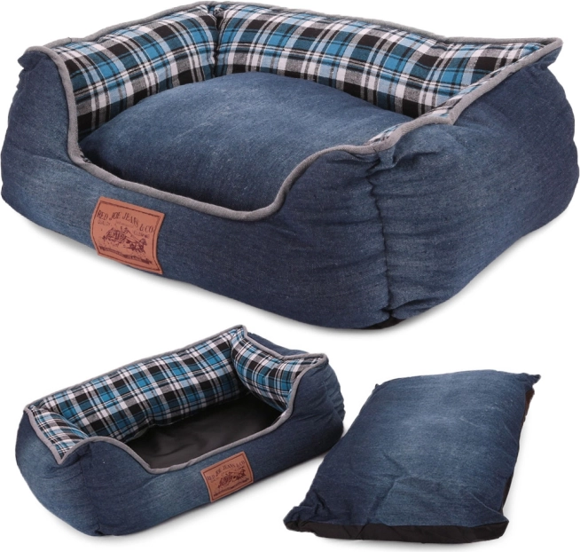 Hundebett für Hunde und Katzen mit abnehmbarem Kissen M 54 × 42 × 16 cm