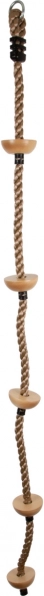Children's climbing rope with wooden step knobs