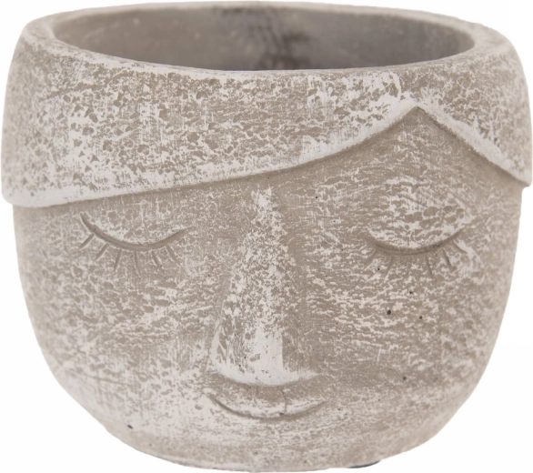 Cache-pot décoratif en béton en forme de tête, gris, 12 × 12 × 9 cm