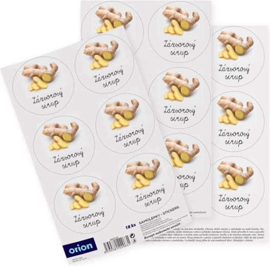 Stickers for bottles Ginger syrup 18 CZ